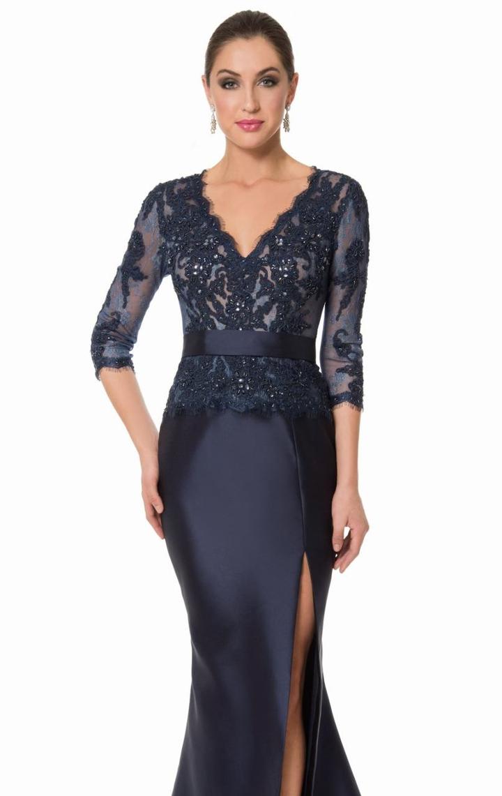Terani Evening - Quarter Length V Neck Trumpet Gown 1613m0718b
