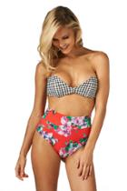 Montce Swim - Gingham Bellini Top X Red Floral High Rise Bottom Bikini Set
