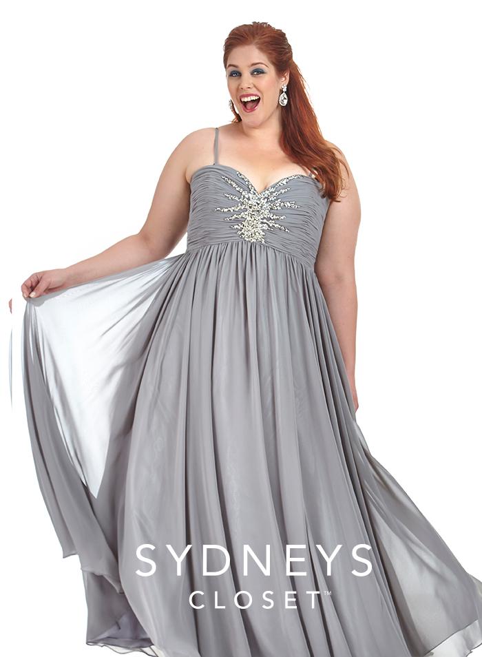 Sydney's Closet - Sc7071 Plus Size Dress In Gunmetal