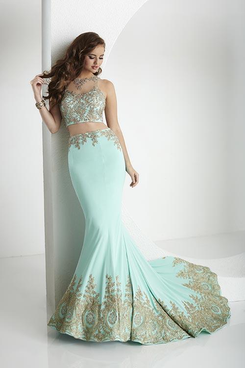 Tiffany Homecoming - Enchanting Jewel Illusion Trumpet Long Evening Gown 16160