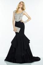 Alyce Paris - 2514 Pearl Accented Tiered Ruffled Trumpet Dress