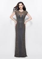 Primavera Couture - 1976 Bedazzled Illusion Jewel Sheath Dress