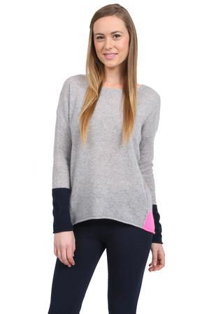360 Sweater Colorblock Neon Sweater In Grey/pink