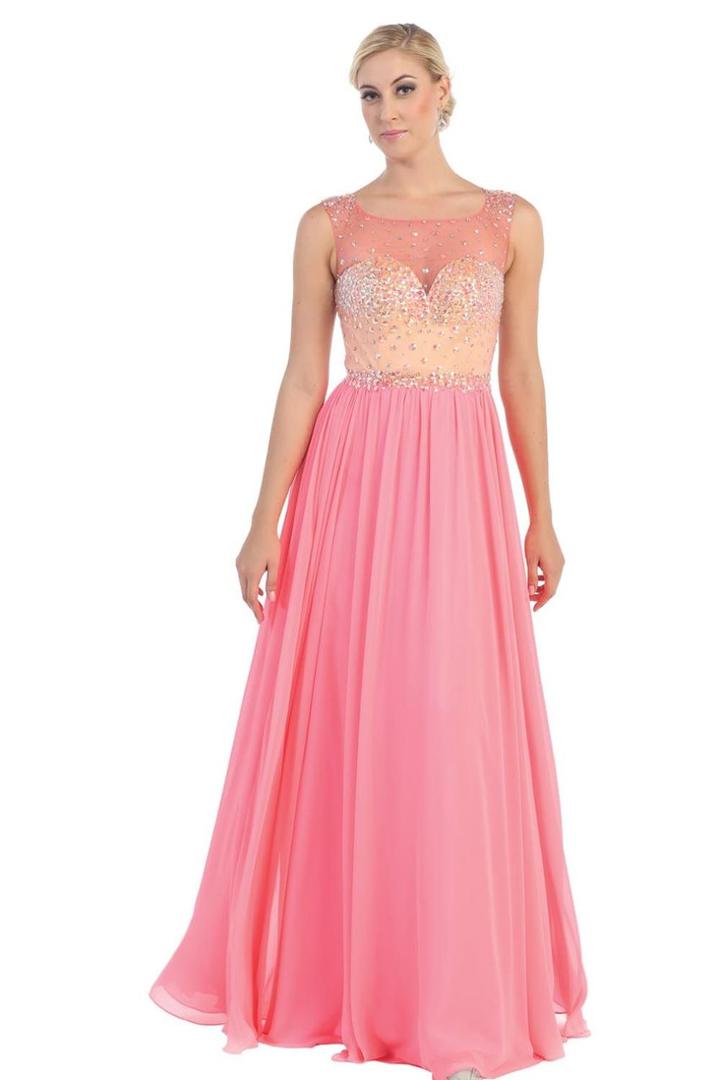 Vibrant Illusion A-line Long Dress With Diamond Cutout