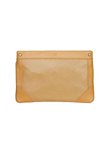 Mofe Handbags - Lacuna Sleek Clutch Tan/brass / Genuine Leather
