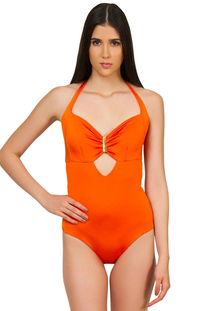 Caffe Swimwear - Sexy Cut Out One Piece In Bright Orange