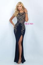 Blush - Crystal Embellished High Neck Jersey Dress 11038