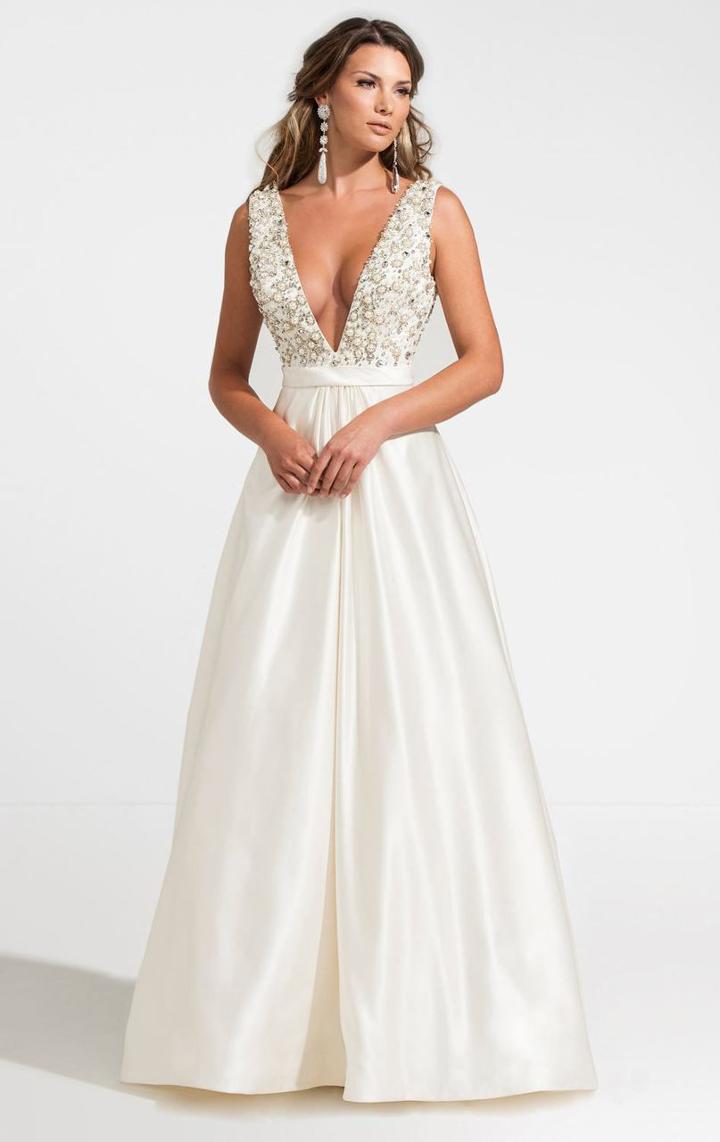 Ashley Lauren - 1121 Beaded V-neck Ball Gown