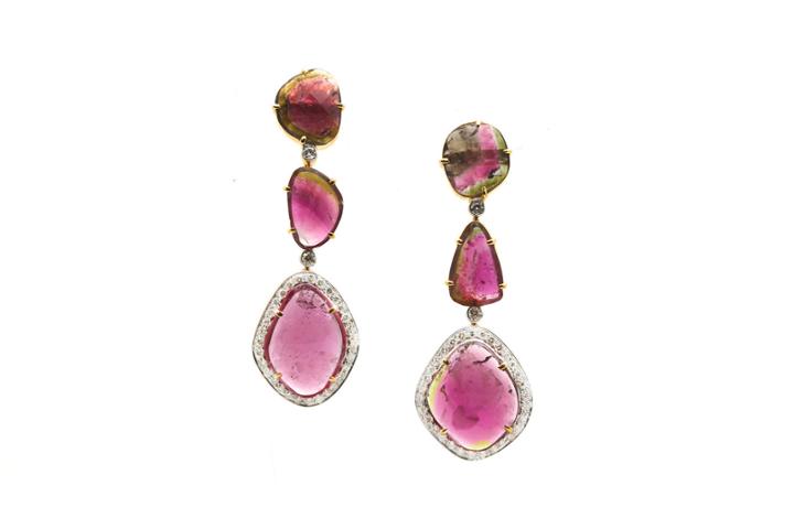 Tresor Collection - Bio Color Tourmaline & Diamond Earring In 18k Yellow Gold