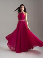 Madison James - 18-621 Beaded Halter Neck Lace And Chiffon Gown