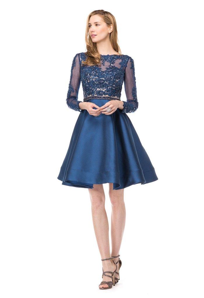 Colors Dress - 1525 Lace Long Sleeved Cocktail Dress