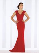 Cameron Blake By Mon Cheri - Cap Sleeves Jersey Evening Gown 116667