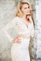 Angela & Alison - 71016 Lace Deep V-neck Sheath Dress