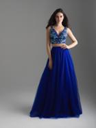 Madison James - 18-611 Two Piece Embroidered Floral A-line Dress