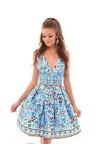 Tarik Ediz - 50316 Deep V-neck A-line Short Dress