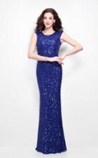 Primavera Couture - 1254 Sequined Scoop Neck Fitted Dress