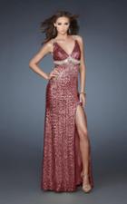La Femme - 18373 Strappy Jewel Trimmed Empire Gown