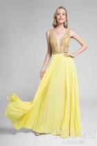 Terani Prom - Intricate Spangled V-neck Illusion Gown 1712p2497