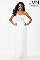 Jovani - Strapless Sweetheart Sheer Lace Bodice Long Gown Jvn30805