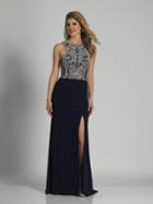 Dave & Johnny - A6037 Jewel Embellished Cutout Evening Gown
