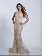 Dave & Johnny - 3456 Beaded Lace Sheer Jewel Mermaid Dress