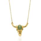 Logan Hollowell - Bull Skull Necklace With Emeralds