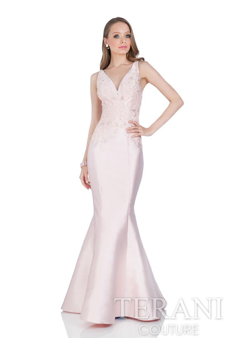 Terani Evening - Elegant Beaded V-neck Polyester Fit And Flare Dress 1611e0182a
