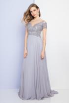 Terani Couture - 1721m4329 Short Sleeve Embellished Chiffon Gown