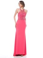 Glow By Colors - G705 Embellished Illusion Halter Trumpet Dress