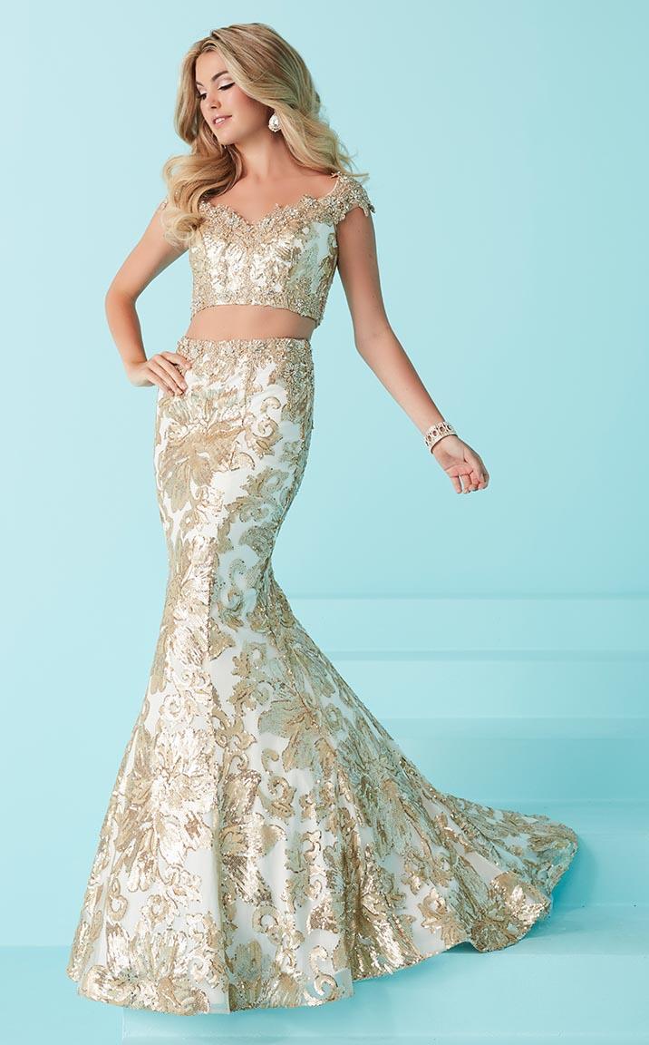 Tiffany Homecoming - Attractive Off-shoulder Two Piece Floral Dress 16243