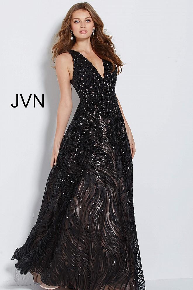 Jovani - Jvn60641 Embellished Plunging A-line Evening Gown