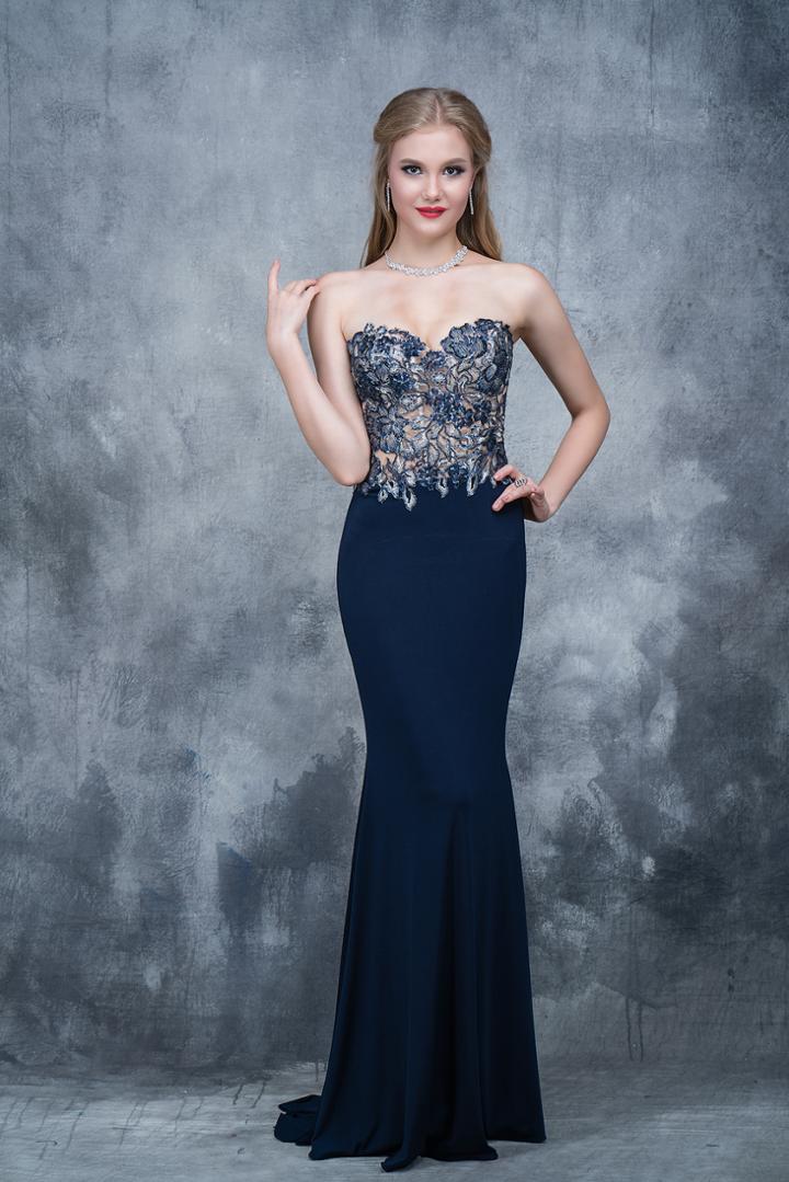 Nina Canacci - 2117 Embroidered Illusion Corset Gown