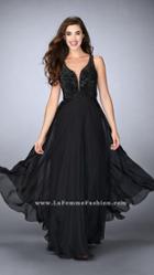 La Femme - Bedazzled Sleeveless V-neck Long Chiffon Dress 23304