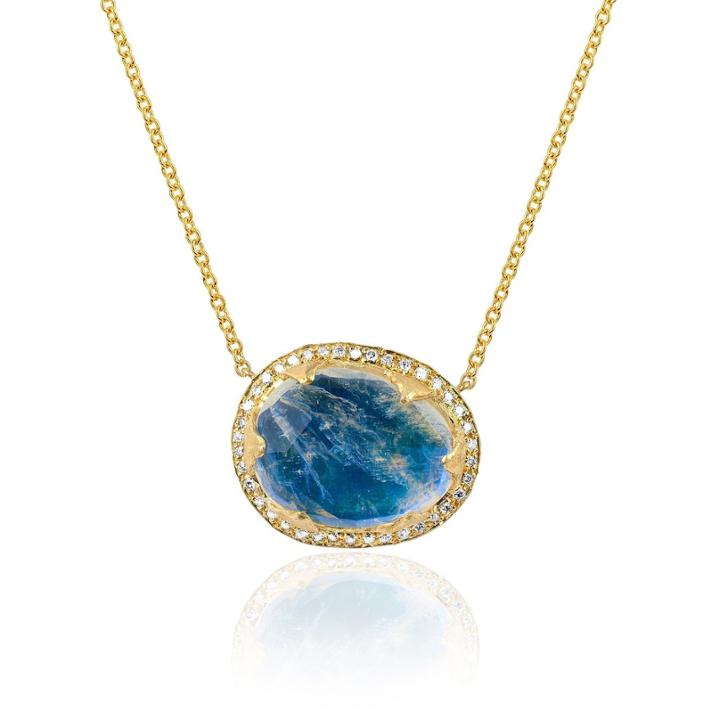 Logan Hollowell - New! Premium Oval Blue Moonstone Queen Necklace