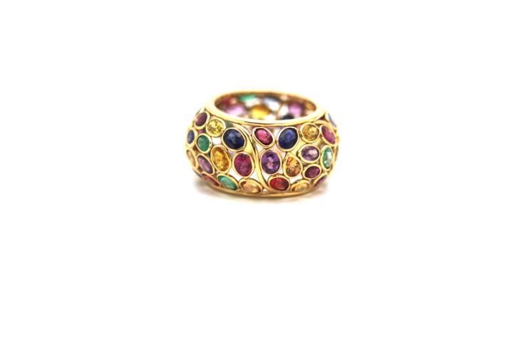 Tresor Collection - Multicolor Spinal, Multicolor Tourmaline, Emerald, Ruby & Sapphire Ring In 18k Yellow Gold