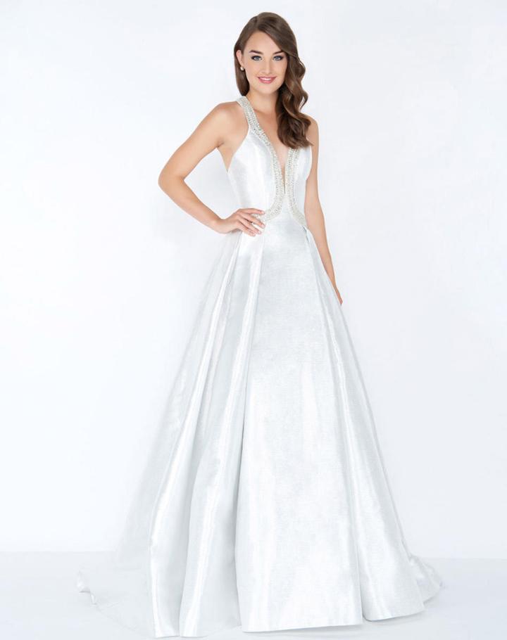 Mac Duggal - 62973m Plunging V-neck Crystal Beaded A-line Gown