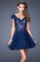 La Femme - 20676 Cap Sleeve Lace Cocktail Dress