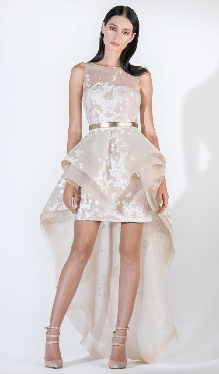 Saiid Kobeisy - 3408 Embroidered Sleeveless High Low Gown