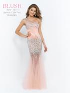Blush - X233 Crystal Embellished One Shoulder Evening Dress