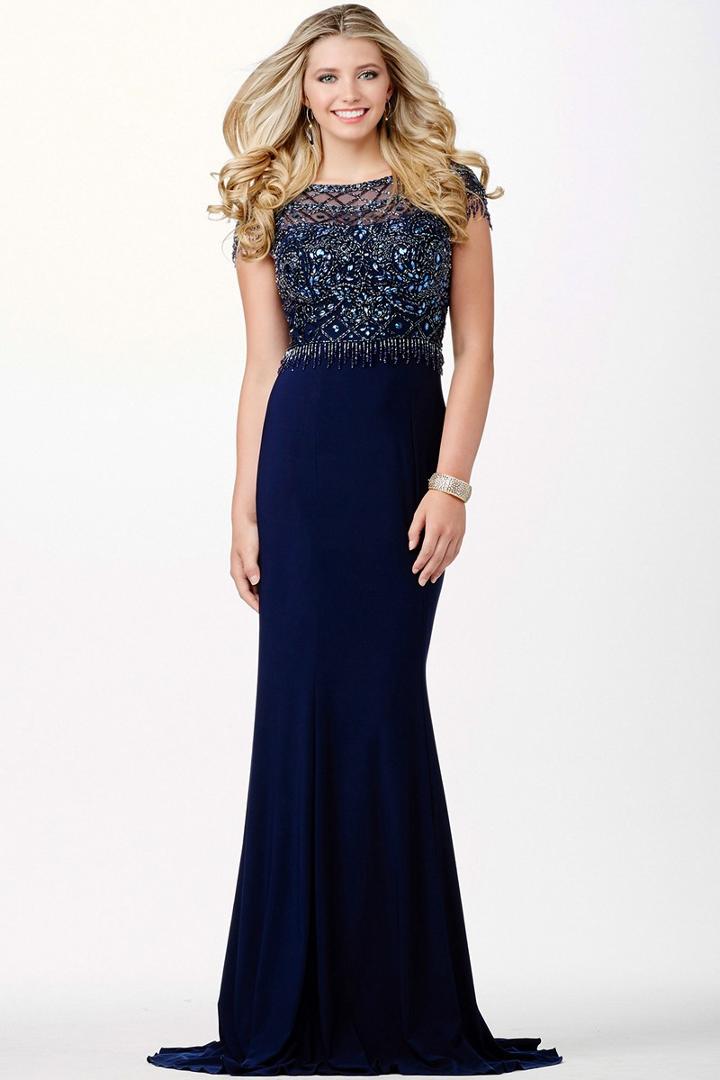 Jovani - Jvn33737 Beaded Illusion Fringed Sheath Gown