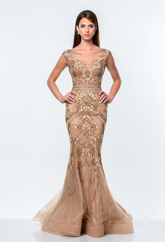 Terani Couture - Embellished Scoop Neck Mermaid Gown 151gl0425b