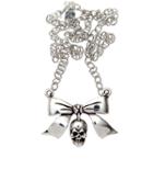 Femme Metale Jewelry - Bow With Dangle Skull Necklace