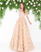 Mac Duggal - 62960d V-neck Ornate Floral Embellished Evening Gown
