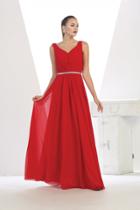 May Queen - Captivating Jeweled V-neck Chiffon A-line Dress Mq1400