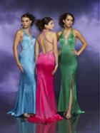Hannah S - 2783 Bejeweled Plunging Halter Long Gown