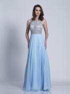 Dave & Johnny - 3269 Embellished Jewel Neck A-line Dress
