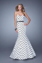 La Femme - 21180 Polka Dot Print Mermaid Gown