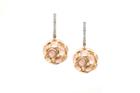 Tresor Collection - Rose Quartz Ball Earrings With Diamond Huggies In 18k Yellow Gold