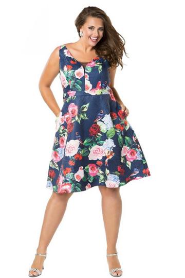 Celebrations By Sydney's Closet - Ce1806 Floral Print V-neck Dress
