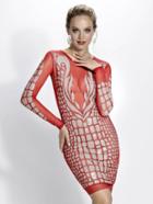 Baccio Couture - Milena - 3173 Mesh Painted Short Dress
